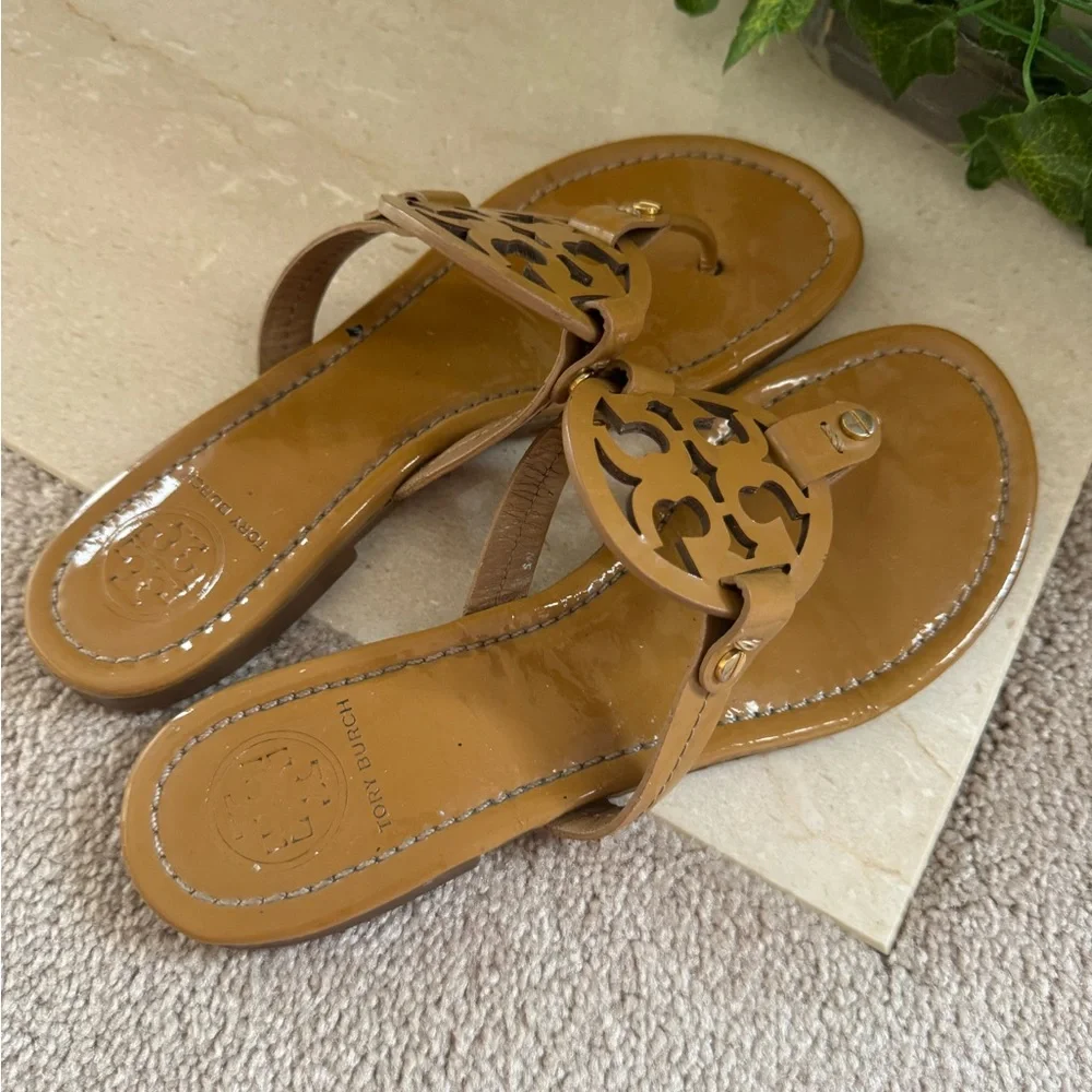 Tory Burch Miller Leather Sandals Tan
